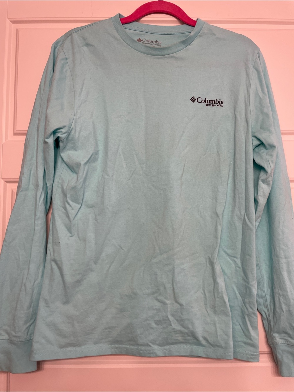 Columbia PFG  Light Aqua Long Sleeve Crewneck Shirt